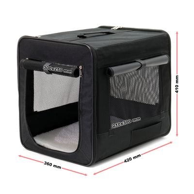 Wiltec Caisse de transport noire pliable pour chiens chats animaux domestiq