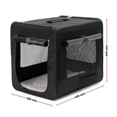 Wiltec Caisse de transport noire pliable pour chiens chats animaux domestiq