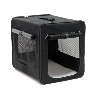 Wiltec Caisse de transport noire pliable pour chiens chats animaux domestiq