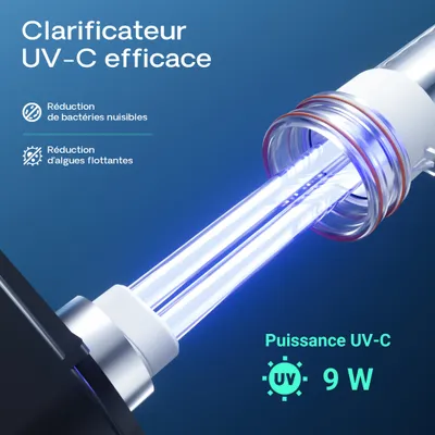 SunSun HW-703B Filtre extérieur pour aquarium, débit 1400 l/h, 9 W UVC et 3