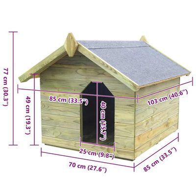 vidaXL niche pour chien Pinède imprégnée