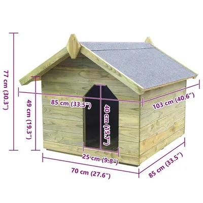 vidaXL niche pour chien Pinède imprégnée