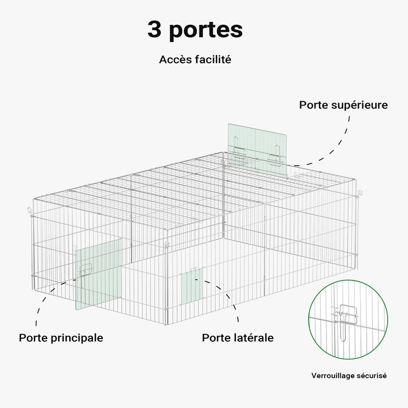 Wiltec Parc enclos pour petits animaux domestiques – 1830 x 1220 x 600 mm –