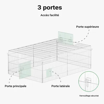 Wiltec Parc enclos pour petits animaux domestiques – 1830 x 1220 x 600 mm –