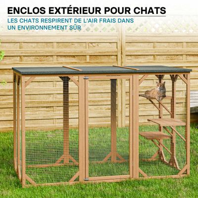 Wiltec Enclos extérieur – 180 x 80 x 111,8 cm – en Bois de sapin et avec gr