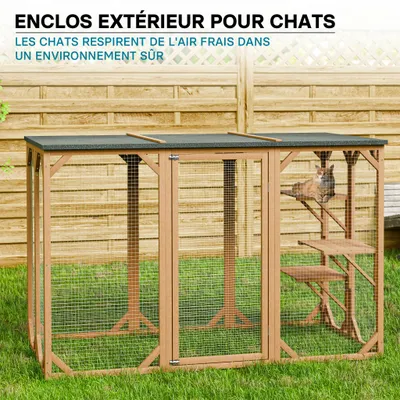 Wiltec Enclos extérieur – 180 x 80 x 111,8 cm – en Bois de sapin et avec gr