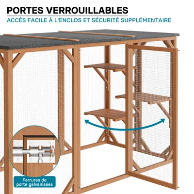 Wiltec Enclos extérieur – 180 x 80 x 111,8 cm – en Bois de sapin et avec gr