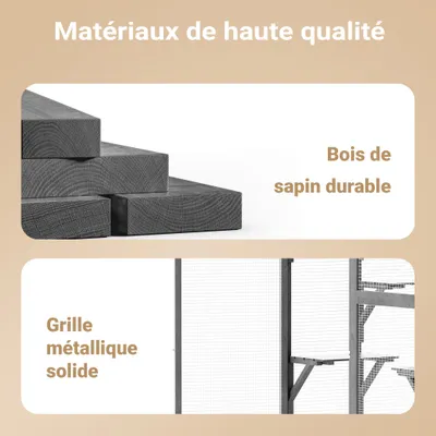 Wiltec Enclos extérieur pour chats – 116 x 82 x 175,7 cm – en Bois de sapin