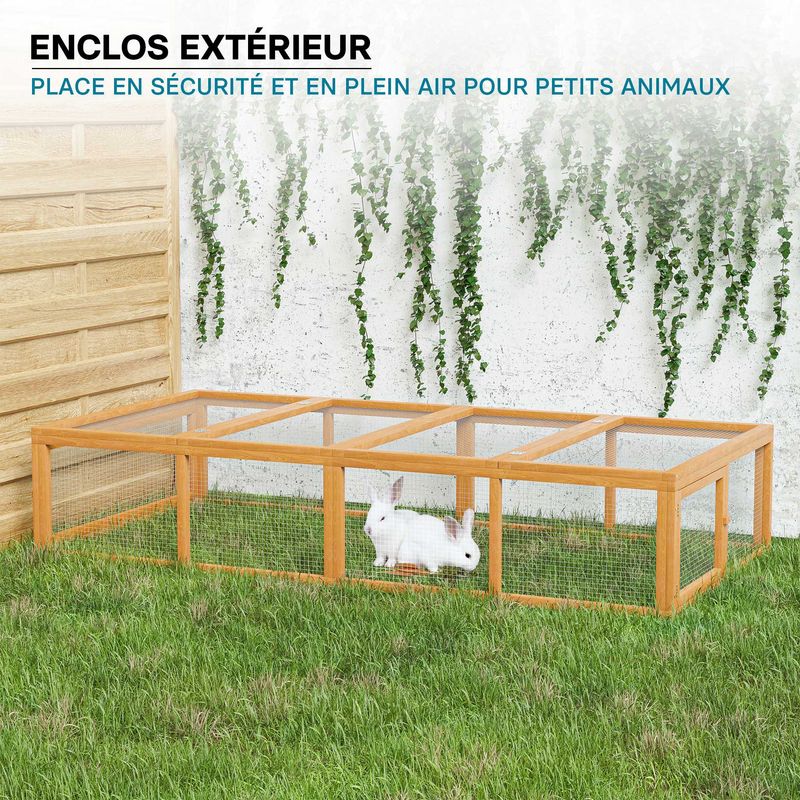 Wiltec Clapier à lapin XXL – 1800 x 900 x 480 mm – en Bois, avec Grille mét