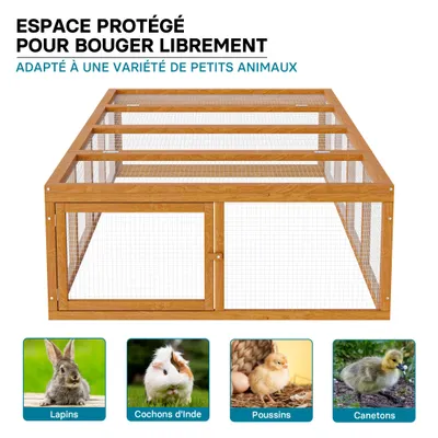 Wiltec Clapier à lapin XXL – 1800 x 900 x 480 mm – en Bois, avec Grille mét