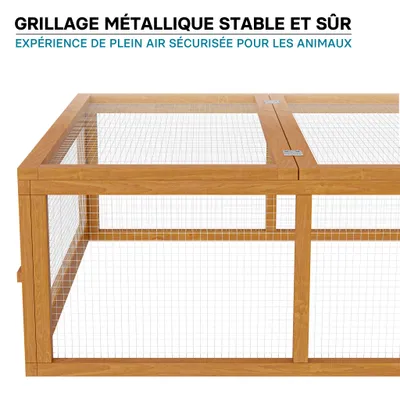 Wiltec Clapier à lapin XXL – 1800 x 900 x 480 mm – en Bois, avec Grille mét