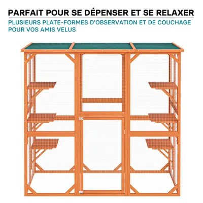 Wiltec Enclos extérieur – 168 x 82 x 166,5 cm – en Bois de sapin et avec gr