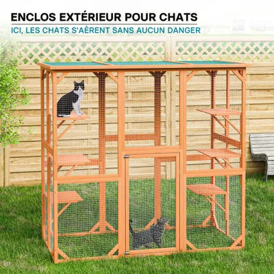 Wiltec Enclos extérieur – 168 x 82 x 166,5 cm – en Bois de sapin et avec gr