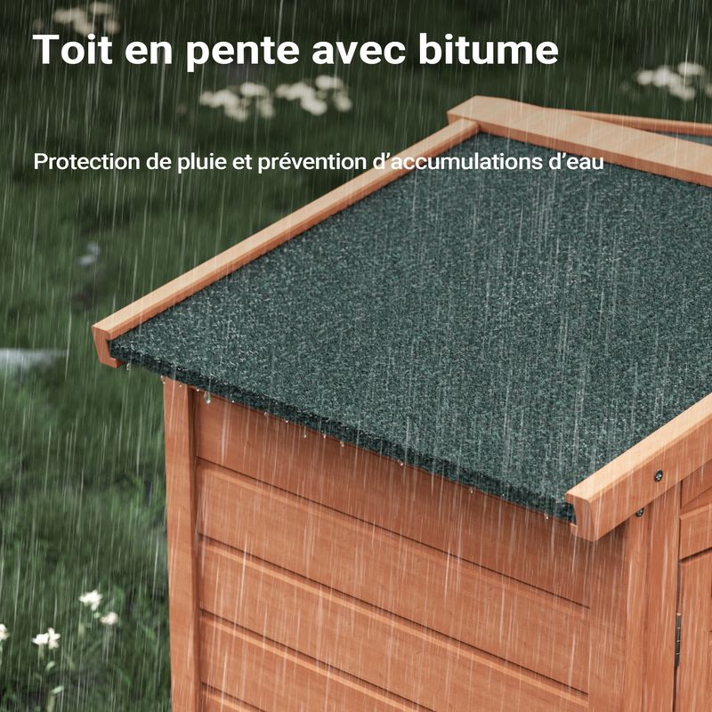 Wiltec Clapier XXL – 1560 x 520 x 680 mm – 2 étages – Toit bitumé – Bois sa
