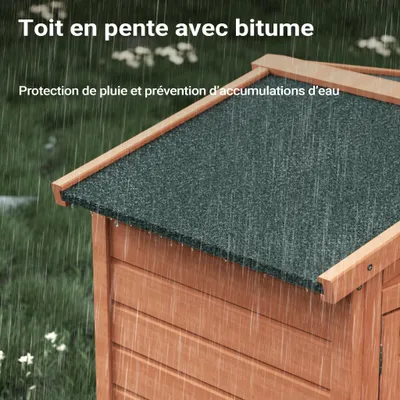 Wiltec Clapier XXL – 1560 x 520 x 680 mm – 2 étages – Toit bitumé – Bois sa