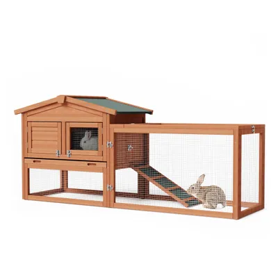 Wiltec Clapier XXL – 1560 x 520 x 680 mm – 2 étages – Toit bitumé – Bois sa