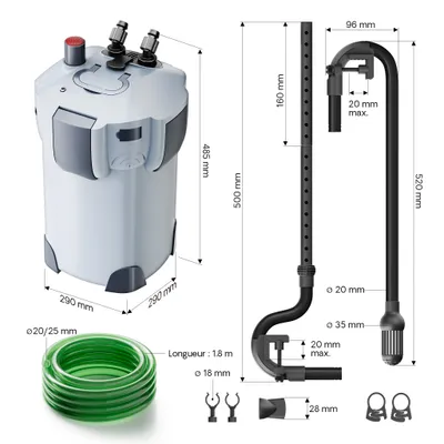 SunSun HW-404B Filtre extérieur pour aquarium, débit 2000 l/h, 9 W UVC et 4