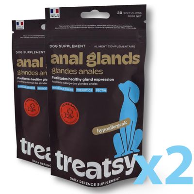 Treatsy Complément Alimentaire - Glandes-Anales pour chiens Lot de 2x30 bouchées