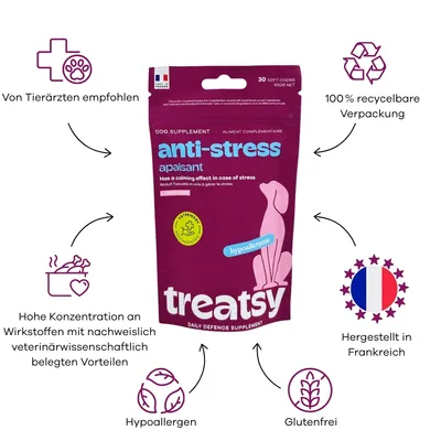 Treatsy Complément Alimentaire - Anti-Stress pour chiens Treatsy Complément Alimentaire - Anti-Stress pour chiens