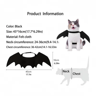 FurryFusion Fledermaus-Kostüm für Katzen zu Halloween FurryFusion Fledermaus-Kostüm für Katzen zu Halloween
