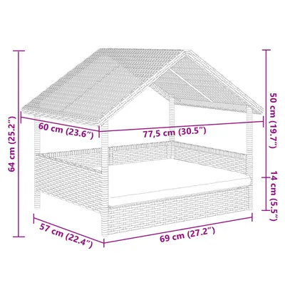 vidaXL niche pour chien Rotin synthétique