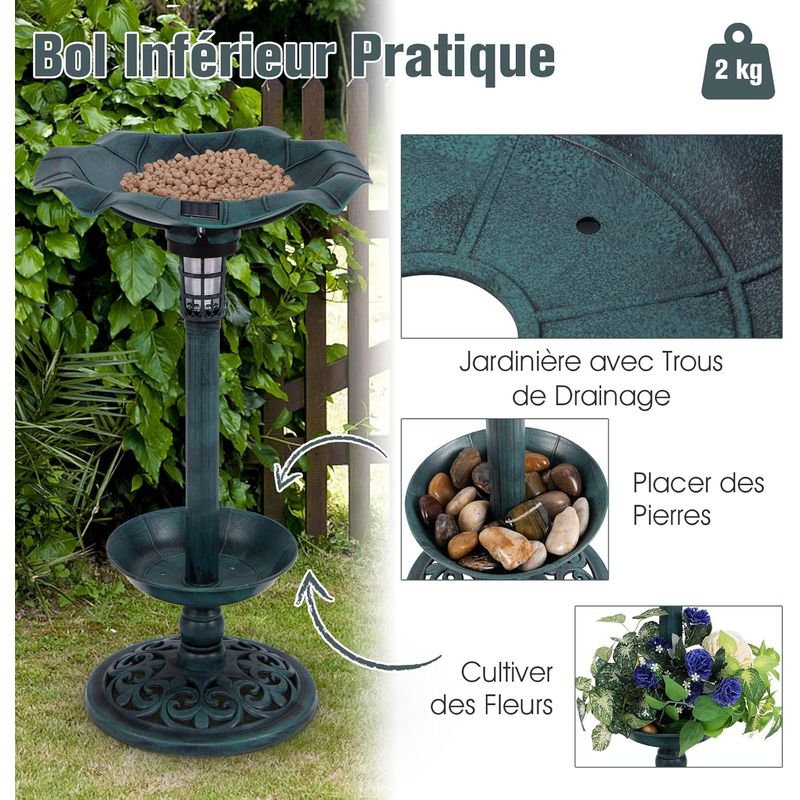 GIANTEX Mangeoire Oiseaux Exterieur avec Lumière Solaire
