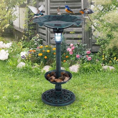 GIANTEX Bain Oiseaux Sauvages Lumière Solaire Forme en Feuille,Jardinière