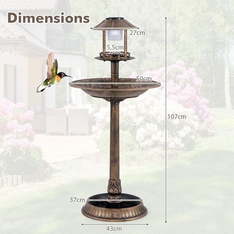 GIANTEX Mangeoire Oiseaux Exterieur sur Piédestal 3 en 1
