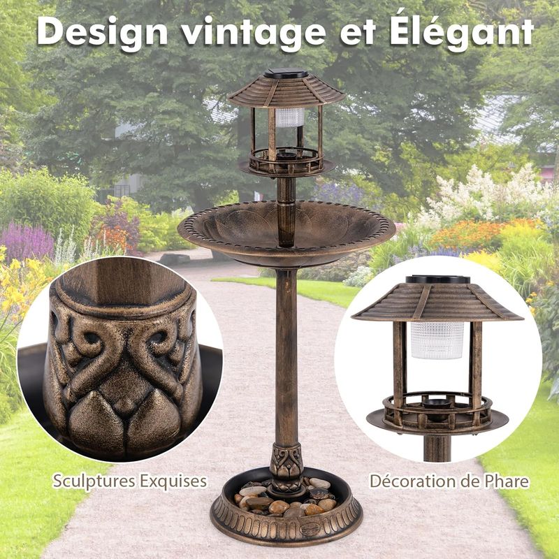 GIANTEX Mangeoire Oiseaux Exterieur sur Piédestal 3 en 1