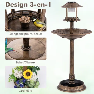 GIANTEX Mangeoire Oiseaux Exterieur sur Piédestal 3 en 1