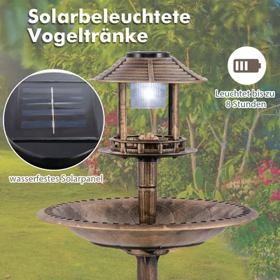 GIANTEX 3-in-1 Außenvogelfutterstelle mit Sockel und Solarbeleuchtung GIANTEX 3-in-1 Außenvogelfutterstelle mit Sockel und Solarbeleuchtung