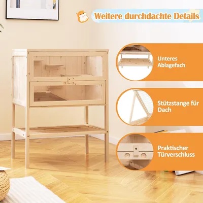 Giantex Holzkäfig Für Hamster, Freistehend, Klappdach Aus Gitter Giantex Holzkäfig Für Hamster, Freistehend, Klappdach Aus Gitter