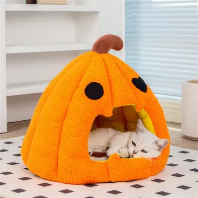 IntiMeg Panier pour Chat Citrouille d'Halloween