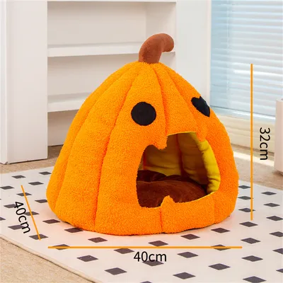 IntiMeg Panier pour Chat Citrouille d'Halloween