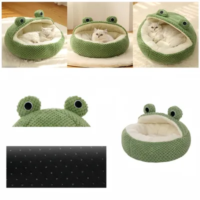 FurryFusion Cama para gatos semicerrada con forma de rana