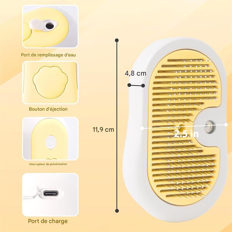 IntiMeg Brosse à Vapeur 5 en 1 pour Chat