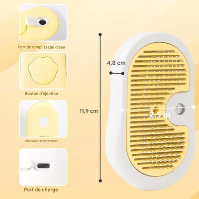 IntiMeg Brosse à Vapeur 5 en 1 pour Chat