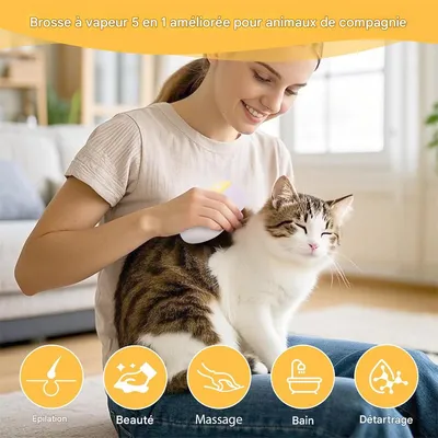 IntiMeg Brosse à Vapeur 5 en 1 pour Chat