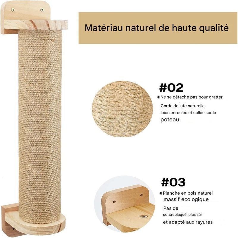 IntiMeg 54cm Arbre à chat mural pour chats et chatons
