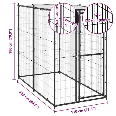 vidaXL niche pour chiens Acier