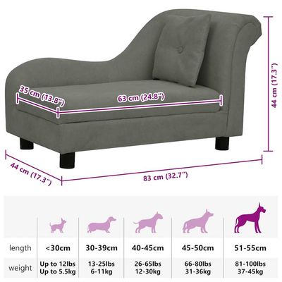 vidaXL canapé pour chien Peluche