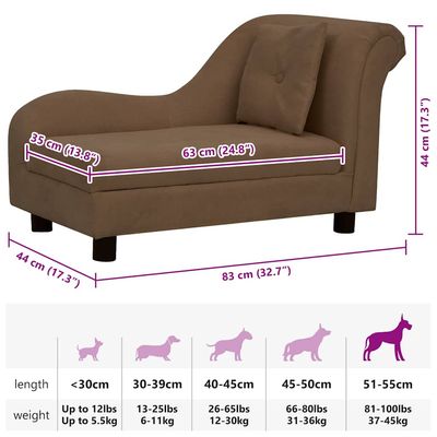 vidaXL canapé pour chien Peluche