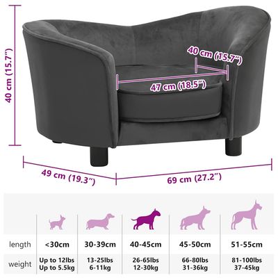 vidaXL canapé pour chien Peluche
