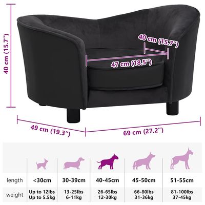 vidaXL canapé pour chien Peluche