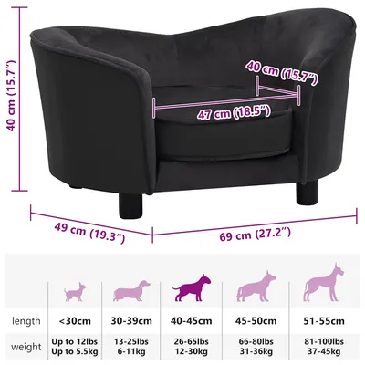 vidaXL canapé pour chien Peluche