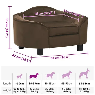 vidaXL canapé pour chien Peluche