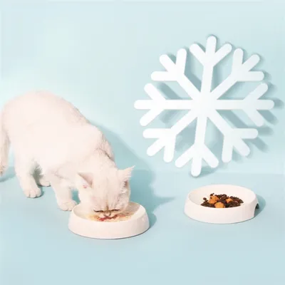 IntiMeg 2 pièces Gamelles pour Chat Snowflake,Barbe anti-toucher