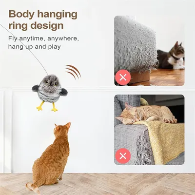 IntiMeg Jouet d'oiseau volant rechargeable pour chat