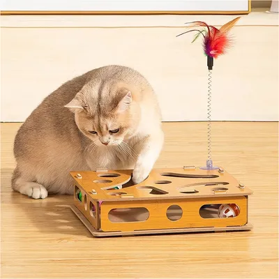 Coffre à jouets pour chats avec balles