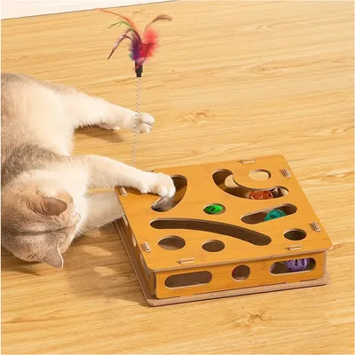 Coffre à jouets pour chats avec balles